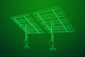 Solar energy panel. Wireframe low poly mesh vector illustration