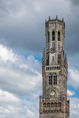 Fototapeta na wymiar Clock tower of Belfry in Bruges, Flanders, Belgium.