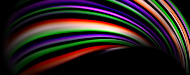 Fluid color waves with light effects, vector abstract background