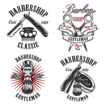 Set of illustration in vintage style for barbershop