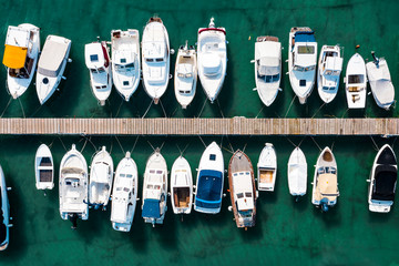 Aerial view of boats at the seashore