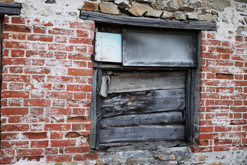 old brick wall with window