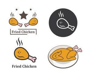 fried chicken icon logo illustration