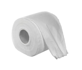 Roll of toilet paper or tissue isolated on white background.