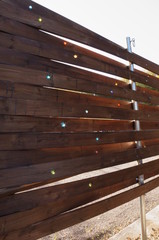 Self made garden fence, shining glass ball