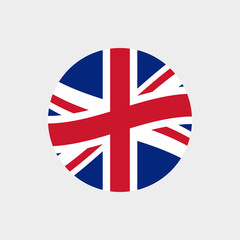 UK or British circle flag icon. Waving United Kingdom and England symbol. Vector illustration.