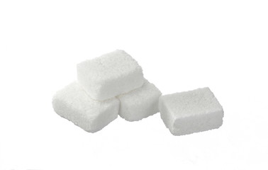 white sugar cubes, isolated on white background