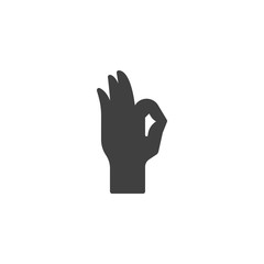 okay hand gesture vector icon. filled flat sign for mobile concept and web design. OK hand sign glyph icon. Symbol, logo illustration. Vector graphics