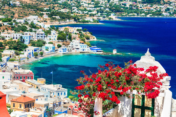 Beautiful traditional Greek island Leros. Dodecanese. view of Agia Marina village and port