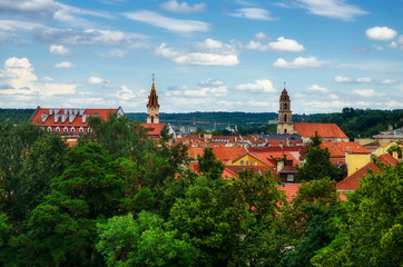 Summer landscape of UNESCO-inscribed Old Town of Vilnius, the heartland of the city
