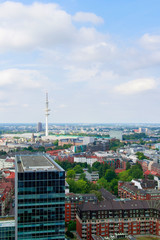 cityscape of Hamburg from the famous tower Michaelis