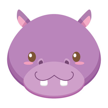 cute little hippo baby head character