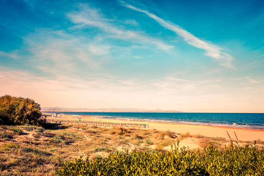 landscape of guardamar del segura beach in alicante, Spain