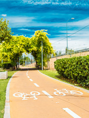 Obraz premium urban bicycle lane with two directions outdoors