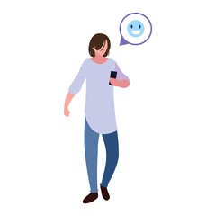 young man using smartphone social media