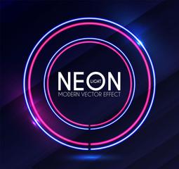 Abstract Neon Shining Banner. Colorful Light Effect.