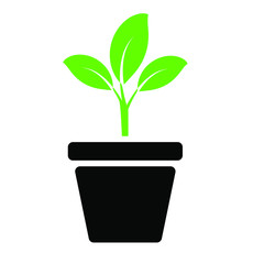 Green plant color icon vector. Plant illustration symbol.
