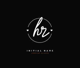 H R HR Beauty vector initial logo, handwriting logo of initial signature, wedding, fashion, jewerly, boutique, floral and botanical with creative template for any company or business.