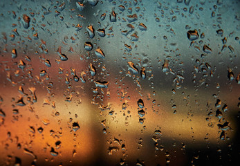 Rain drops on the glass