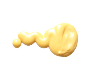 Delicious cheese sauce on white background, top view