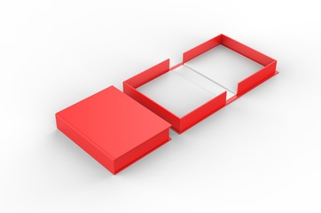 Blank clam shell box for branding mock up. 3d render illustration.