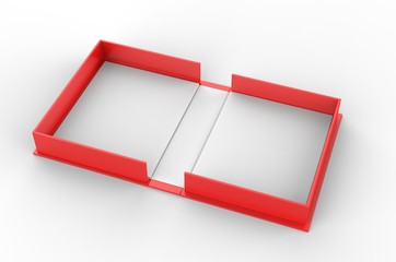 Blank clam shell box for branding mock up. 3d render illustration.