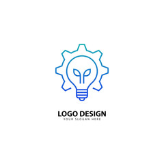 light bulb line logo design energy, concept idea of ​​electric power