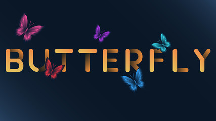 Fototapeta premium Concept design with beautiful multicolored butterflies. Isolated for decoration and design. Vector illustration.