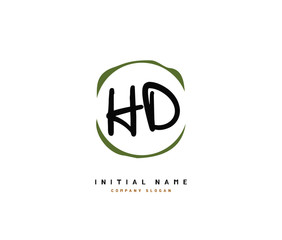 H D HD Beauty vector initial logo, handwriting logo of initial signature, wedding, fashion, jewerly, boutique, floral and botanical with creative template for any company or business.