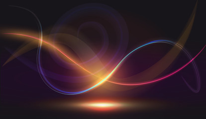 Abstract geometric background with smooth lines and lights . Digital wallpaper with waves.