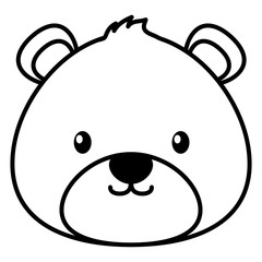 toy bear face on white background