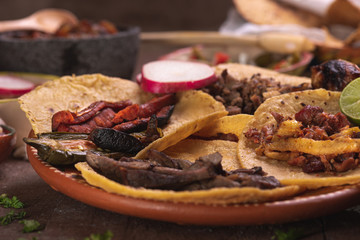 Tacos de Mexico, tacos carne asada, tacos de arrachera, tacos de al pastor, cultura mexicana