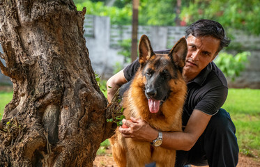 German Shepherd in Garden