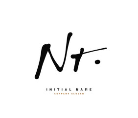 N T NT Beauty vector initial logo, handwriting logo of initial signature, wedding, fashion, jewerly, boutique, floral and botanical with creative template for any company or business.