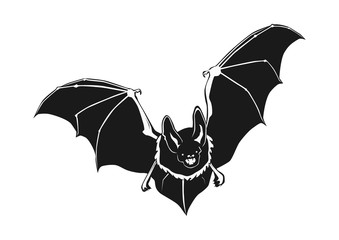 Bat. Silhouette of a bat on a white background. Flat vector.
