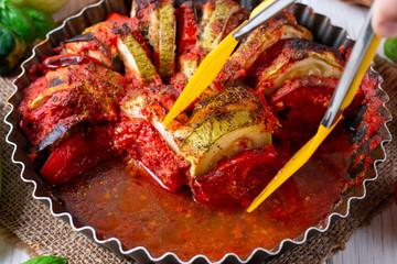 Ratatouille - traditional French Provencal vegetable dish cooked in oven