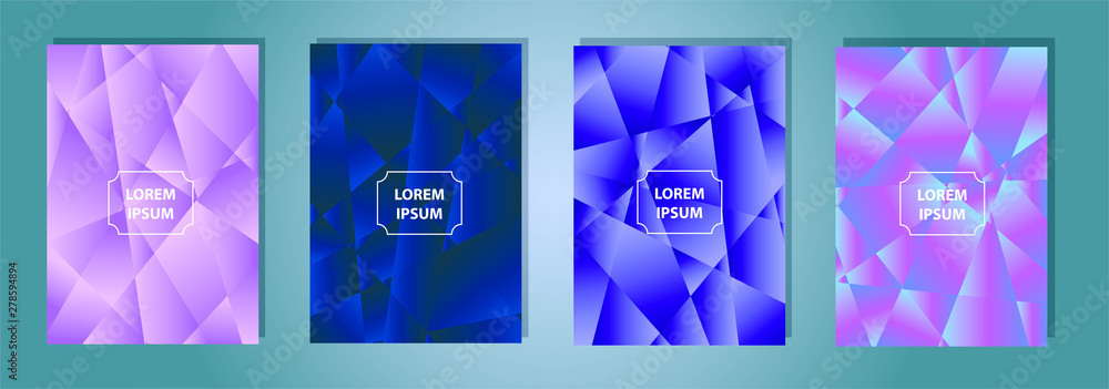 Poster set of colorful polygonal vector eps 10 illustration gradient background texture. simply geometric p