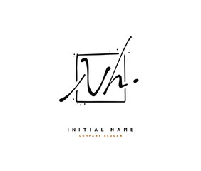 N H NH Beauty vector initial logo, handwriting logo of initial signature, wedding, fashion, jewerly, boutique, floral and botanical with creative template for any company or business.