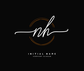 N H NH Beauty vector initial logo, handwriting logo of initial signature, wedding, fashion, jewerly, boutique, floral and botanical with creative template for any company or business.