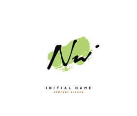 N W NW Beauty vector initial logo, handwriting logo of initial signature, wedding, fashion, jewerly, boutique, floral and botanical with creative template for any company or business.