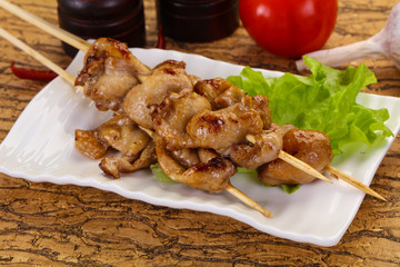 Chicken skin skewer