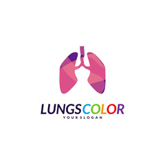 Colorful Lungs Logo Concept. Lungs with Colorful Logo Vector. Template Icon Symbol