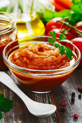 Zucchini puree in a glass bowl