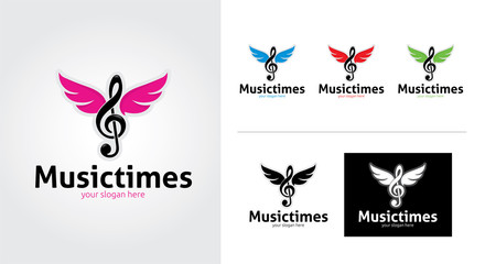 Music times creative and minimal logo template