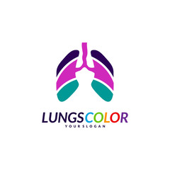 Colorful Lungs Logo Concept. Lungs with Colorful Logo Vector. Template Icon Symbol