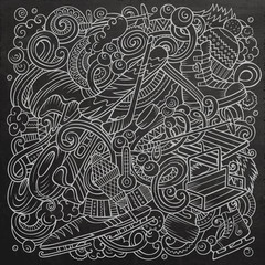 Winter Sports hand drawn vector doodles illustration. Ski resort poster design.