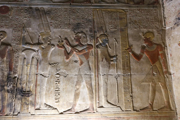 Scene from Abydos Temple in Madfuna, Egypt