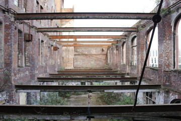 Metal beams in abandoned building
