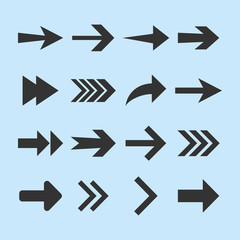 Arrow icon set. Vector illustration, flat design.