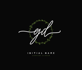 G D GD Beauty vector initial logo, handwriting logo of initial signature, wedding, fashion, jewerly, boutique, floral and botanical with creative template for any company or business.